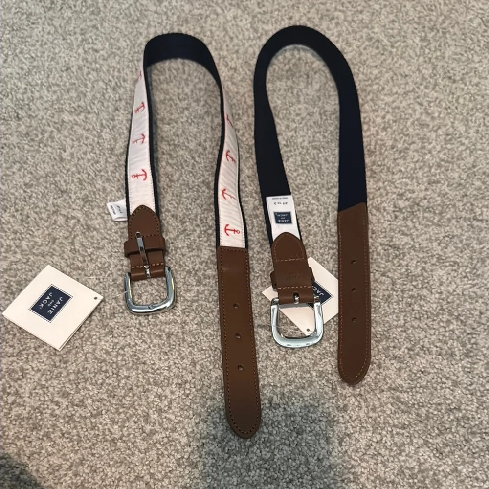 👶🏻👶🏻For Twins 👶🏻👶🏻Janie and Jack Navy and Brown Anchor Belt. Set of two. NWT